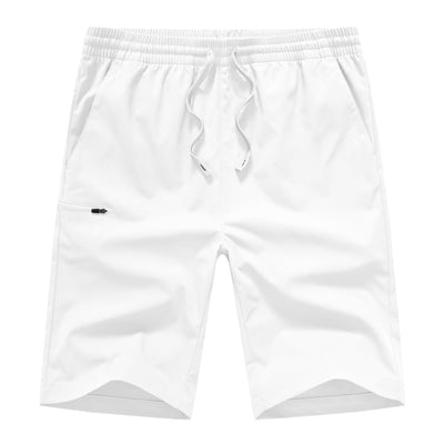 INNERBUT Mens Casual Shorts Drawstring Elastic Waist Summer Short Shorts Loose Fit White