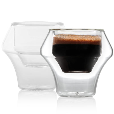 MHW-3BOMBER Tazas de café expreso de doble pared de vidrio, juego de 2 tazas de café aisladas para shot, accesorios de café para barista en casa G6202-OS