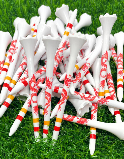 Load image into Gallery viewer, NorthPointe 3 ¼” Dragon &amp; Stripes Golf Tees Plastic - 40 Plastic Golf Tees in Bulk
