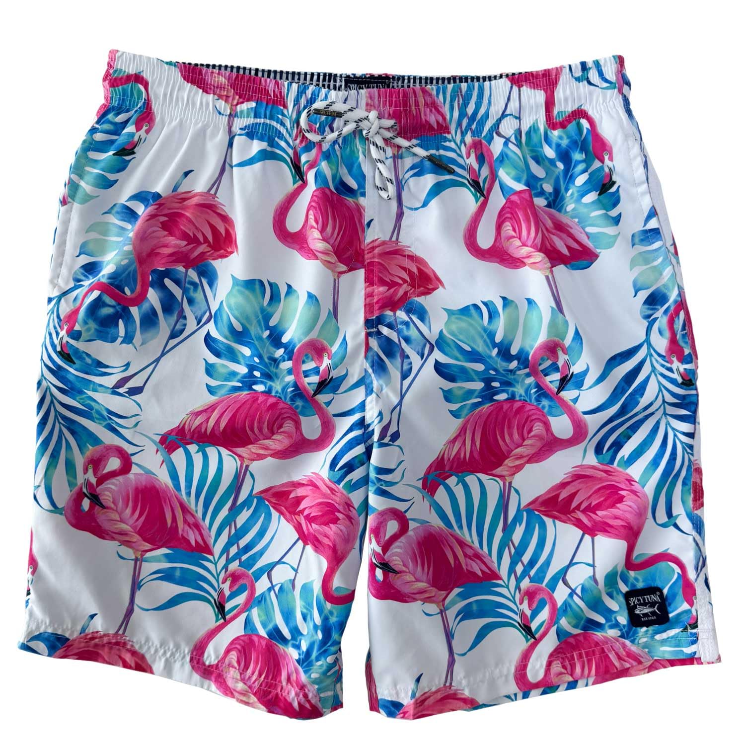 Spicy Tuna Mens Shorts White Flamingo 19 Outseam Size Large