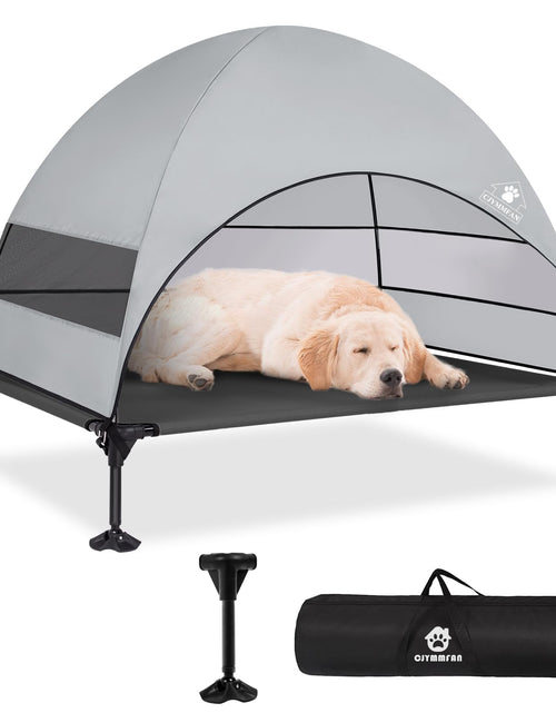 Charger l'image dans la visionneuse de galerie, Elevated Dog Bed with Canopy Raised Outdoor Dog Bed with Powerful Anti-Slip Feet Portable Pet Bed Cot with Larger Shade Raised Large Dogs Cooling Bed for Camping Indoor &amp; Outdoor
