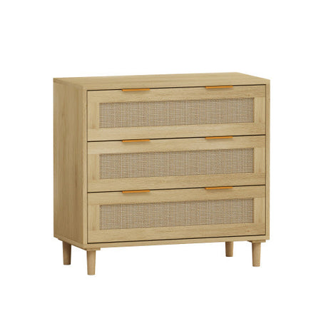 3 Drawers Rattan Storage Cabinet Rattan Drawers, Suitable For Bedroom, Living Room, Dining Room, Hallway