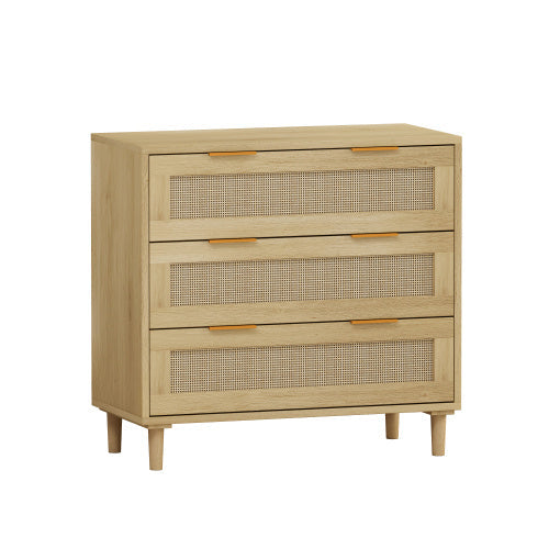3 Drawers Rattan Storage Cabinet Rattan Drawers, Suitable For Bedroom, Living Room, Dining Room, Hallway
