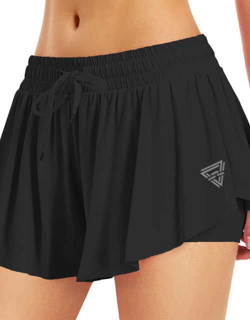 Load image into Gallery viewer, Flowy Shorts for Women Butterfly Summer Girls Shorts Preppy Kiki Kona Athletic Running Shorts Black 3XS
