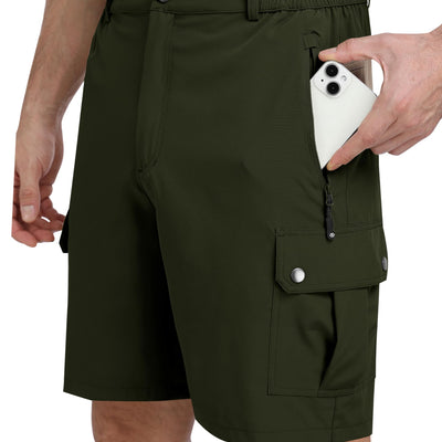 MoFiz Mens Qucik Dry Hiking Cargo Shorts 8"/9" Lightweight Outdoor Golf Casual Shorts Stretch Mens Shorts with 5 Pockets for Fishing Work Travel Capming (Army Green XX-Large)