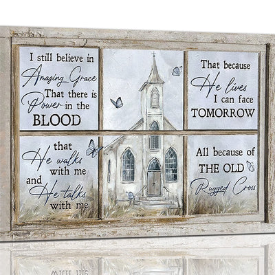 Religious Wall Art Christian Church Butterfly Amazing Grace Pictures Wall Decor Country Rustic Canvas Prints Paintings Framed Artwork Home Decorations For Bathroom Living Room Bedroom Kitchen 16"x12"