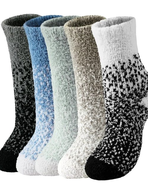 Load image into Gallery viewer, Fuzzy Socks for Women - 5 Pair Fuzzy Socks Cozy Socks Slipper Socks for Women Womens Fuzzy Socks Soft Comfort of Coral Fleece Dark Gradient
