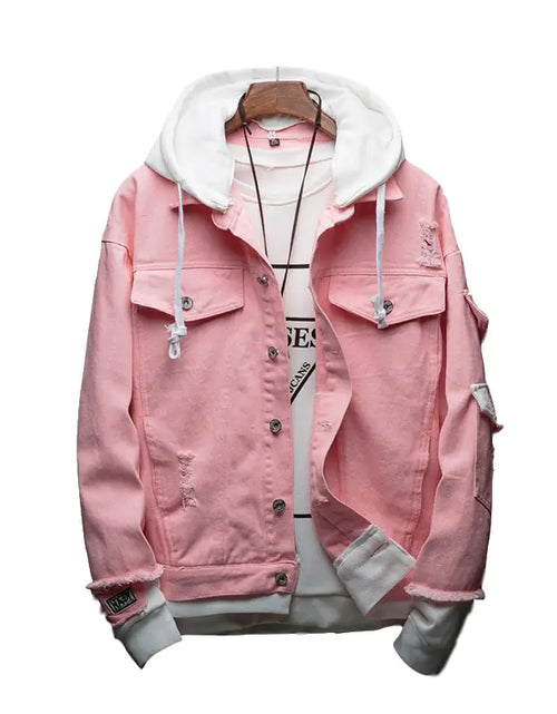 Load image into Gallery viewer, Hooded Denim Jacket
