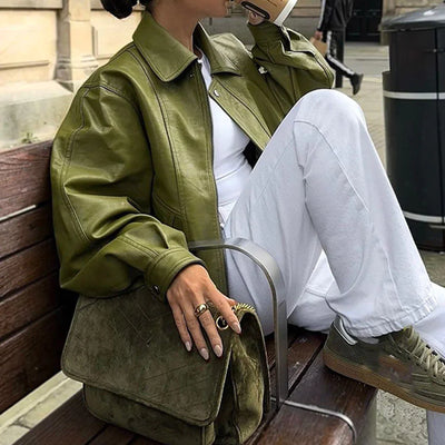 Green Faux Leather Jacket