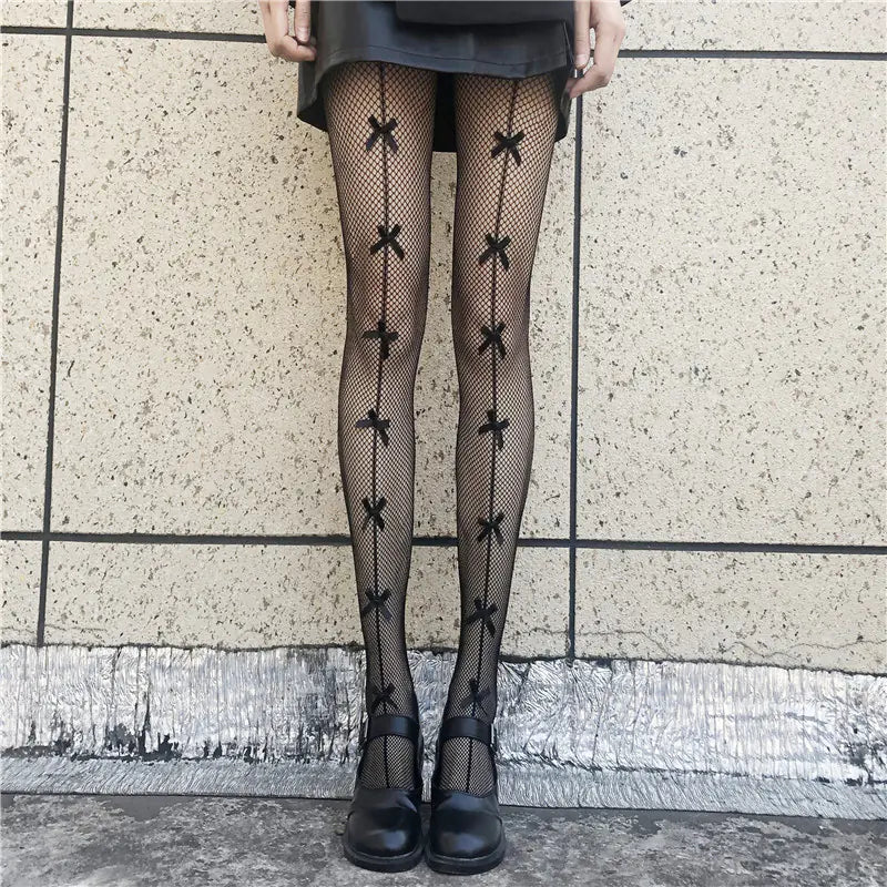 Retro Pattern White Bottoming Pantyhose Stockings