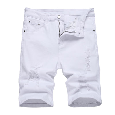 Mens Casual Denim Shorts Classic Fit Vintage Summer Cotton Jeans Shorts Mens Athletic Baggy Hip Hop Shorts Denim Loose Fashion Streetwear Men Elastic Waist Jean Shorts White 8012 Size 30