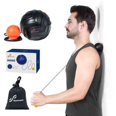 Sportneer Massage Lacrosse Ball with String Deep Tissue Massager for Back Myofascial Release Shoulder Trigger Point Therapy & Foot Plantar Fasciitis Free Relax for Whole Body (Black)