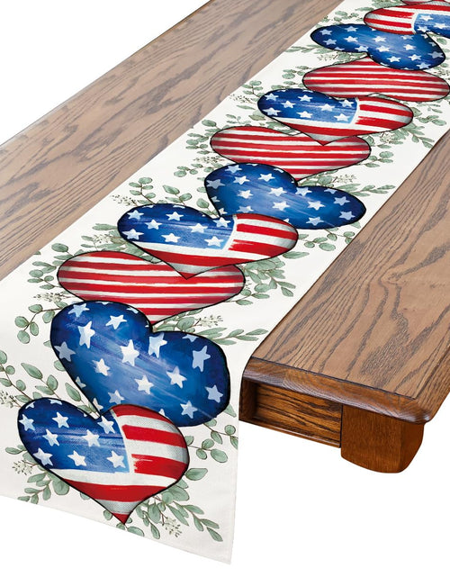 Load image into Gallery viewer, Siilues 4th of July Table Runner Memorial Day Deocr Patriotic Table Runner Independence Day Table Decorations (13 x 90 Heart)
