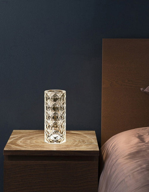 Load image into Gallery viewer, Nordic Crystal Lamp USB Table Lamps Bedroom Touch Dimming Atmosphere Diamond Night Light Rose Projector Lamp Decor
