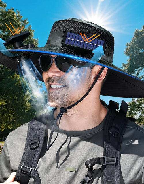 Cargar imagen en el visor de la galería, Gorra con ventilador solar UPF50+, gorra con ventilador solar y carga USB - Gorra solar refrescante, sombrero de pescador, pesca al aire libre, ocio al aire libre, camping, senderismo, trabajo al aire libre, ocio al aire libre

