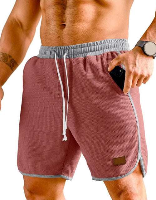 Load image into Gallery viewer, JMIERR Mens Gym SweatShorts Summer Hawaiian Beach Shorts Waffle Athletic Shorts for Men 7 inch Inseam Basketball Shorts Lounge Shorts Men A Pink US38(XL)
