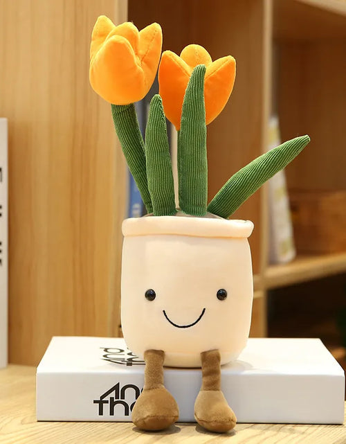 Load image into Gallery viewer, Smiling Tulip Plush Plant Decor
