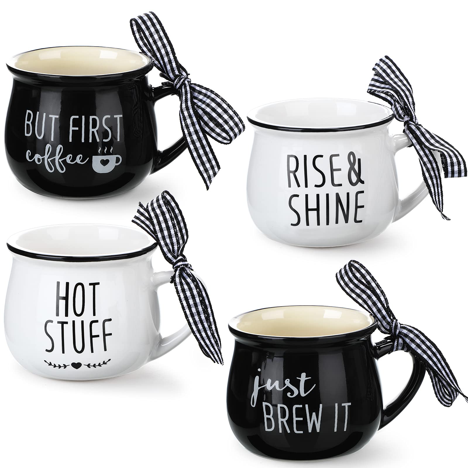 Patelai 4 Pcs Christmas Coffee Mug Mini Espresso Cups 5 oz Christmas Winter Mugs Set with Handle for Coffee Bar Tiered Tray Decoration Holiday Party Gift