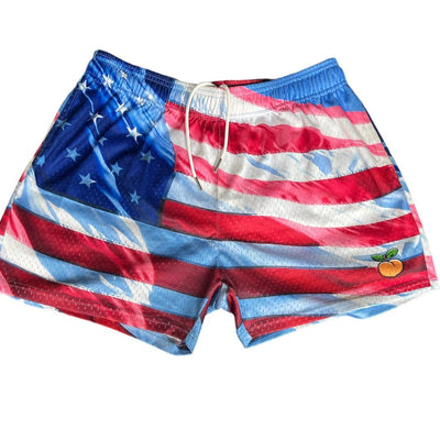 JOOCY AF Mens 5 Inch Shorts - Breathable Lightweight Athletic Shorts (USA Flag L)