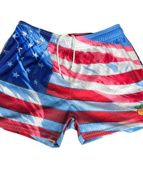 Load image into Gallery viewer, JOOCY AF Mens 5 Inch Shorts - Breathable Lightweight Athletic Shorts (USA Flag L)
