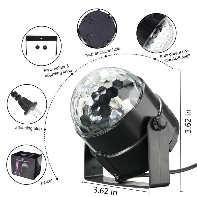 Luces de discoteca, estroboscópicas, LED, bola de DJ, bombilla activada por sonido, lámpara de decoración para baile