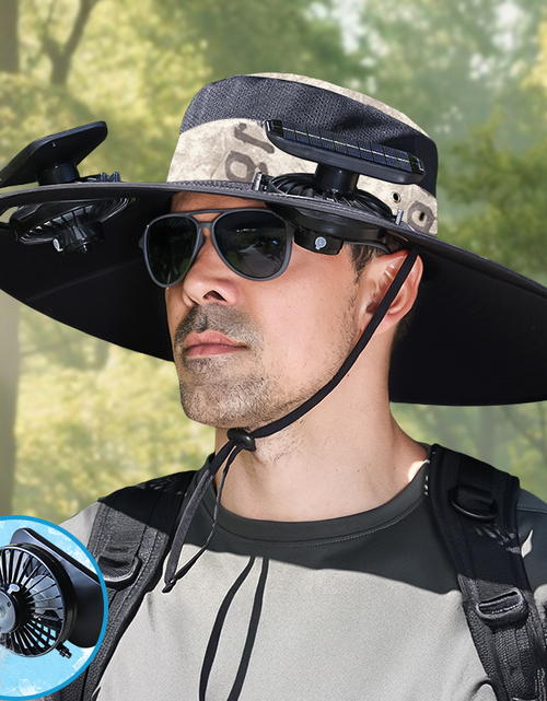 Cargar imagen en el visor de la galería, Gorra con ventilador solar UPF50+, gorra con ventilador solar y carga USB - Gorra solar refrescante, sombrero de pescador, pesca al aire libre, ocio al aire libre, camping, senderismo, trabajo al aire libre, ocio al aire libre
