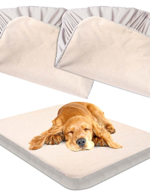 Cargar imagen en el visor de la galería, Dog Bed Covers Replacement Washable 100% Waterproof Dog Bed Cover 2 Pack Soft Noiseless Dog Bed Sheets for Dog Bed/pet Bed 42" x 28" Beige
