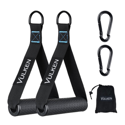 Vulken Exercise Handles Cable Attachments for Gym Replacement Workout Handle for Resistance Band and Cable Machine Pulleys Heavy Duty Fat Grip Lat Pulldown Attachments for Home Workout Black