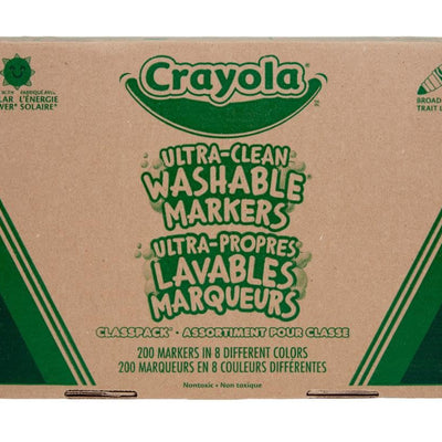 Crayola Broad Line Washable Markers - 200ct (8 Colors) Kids Bulk Classroom Markers Back to School Teacher Classroom Must Have
