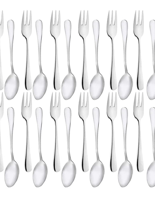 Charger l'image dans la visionneuse de galerie, Snamonkia Petites Fourchettes d'Amuse-Gueule et Cuillères à Dégustation en Acier Inoxydable Lot de 24 13,7 cm pour Salade Dessert Café Cocktail Espresso
