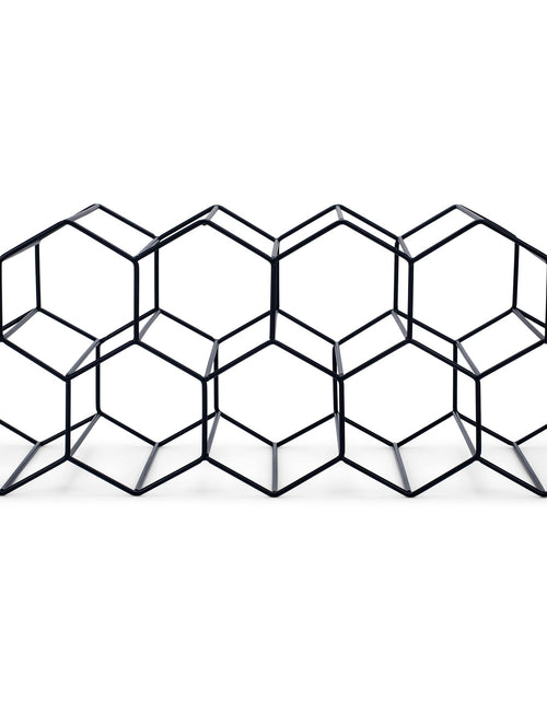 Load image into Gallery viewer, NAT &amp; Jules Honeycomb Black Iron Metal Tabletop Wine Rack Large - Perfect for Kitchen Countertop Pantry or Cabinets Display or Storage - Holds 12 Bottles Black
