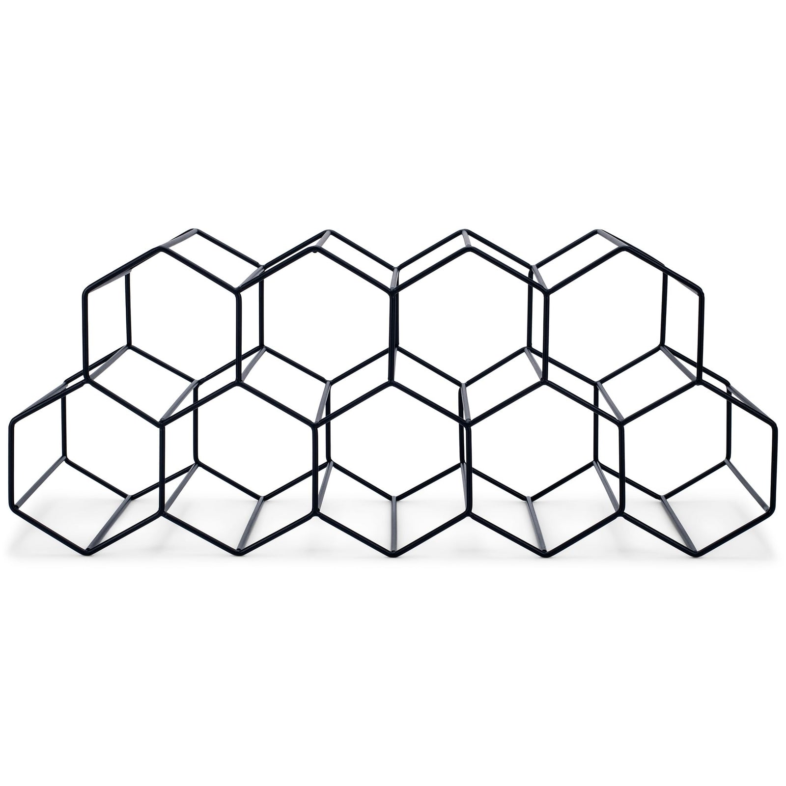 NAT & Jules Honeycomb Black Iron Metal Tabletop Wine Rack Large - Perfect for Kitchen Countertop Pantry or Cabinets Display or Storage - Holds 12 Bottles Black