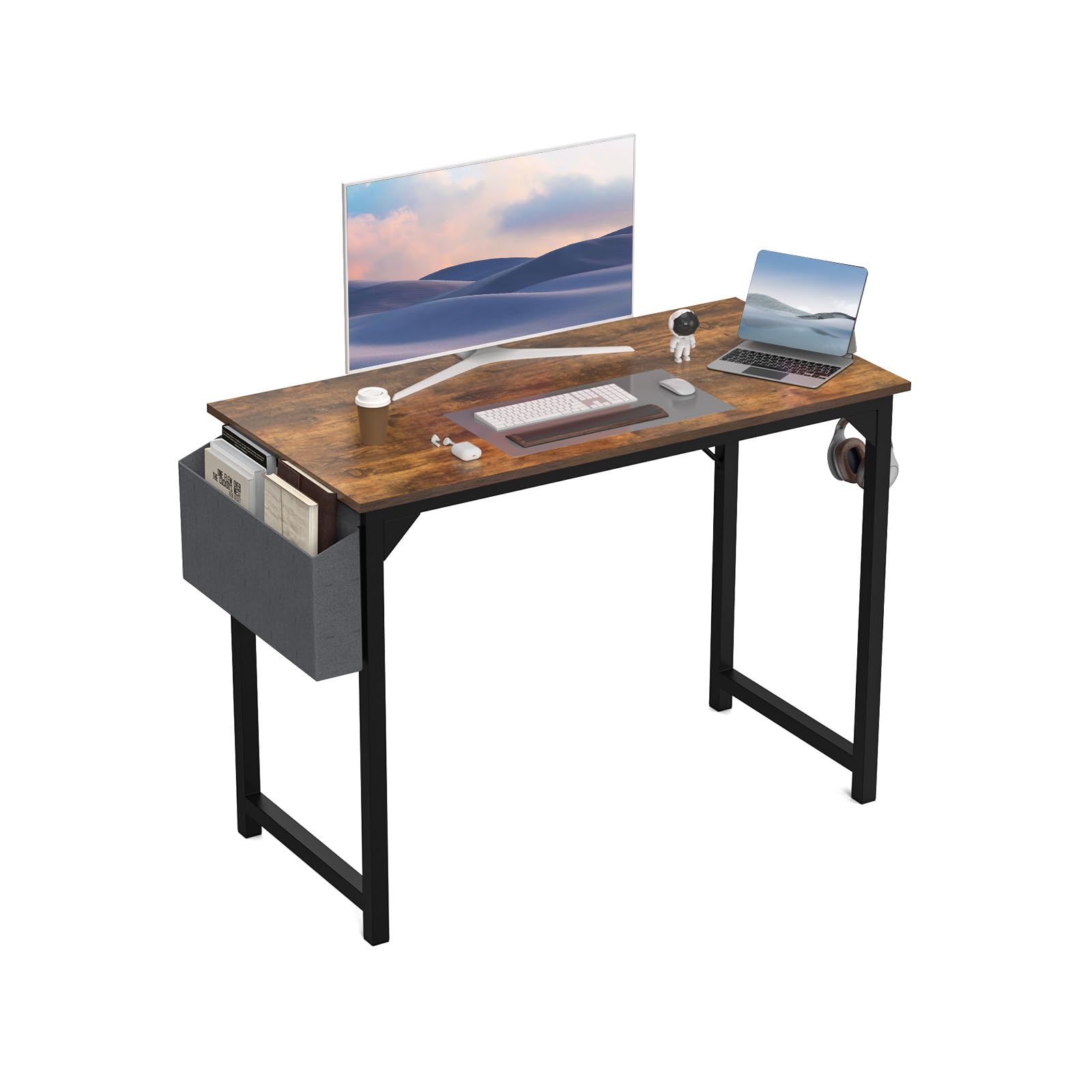 DUMOS 40 Inch Small Computer Office Desk Modern Simple Style Writing Study Work Table for Home Bedroom - Modern Brown