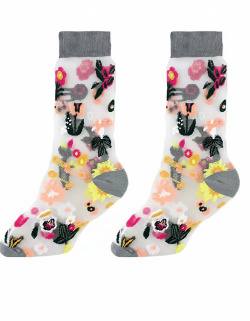 Load image into Gallery viewer, Fashionable Thin Mid Tube Flower Forest Glass Stockings

