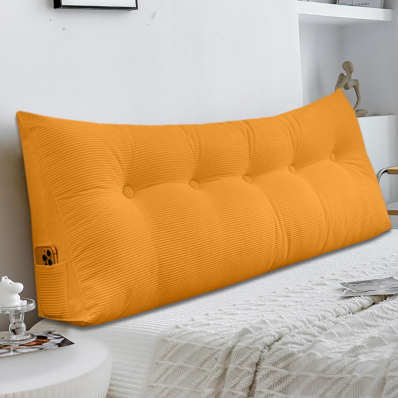 Almohada de cuña Shuyeon para cabecero, almohada de cuña triangular para cabecero, almohada de cabecero, almohada de lectura para divanes y literas con funda de terciopelo extraíble