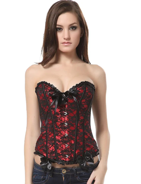 Lace Print Shapewear Dress with Ruffled Bow Detail