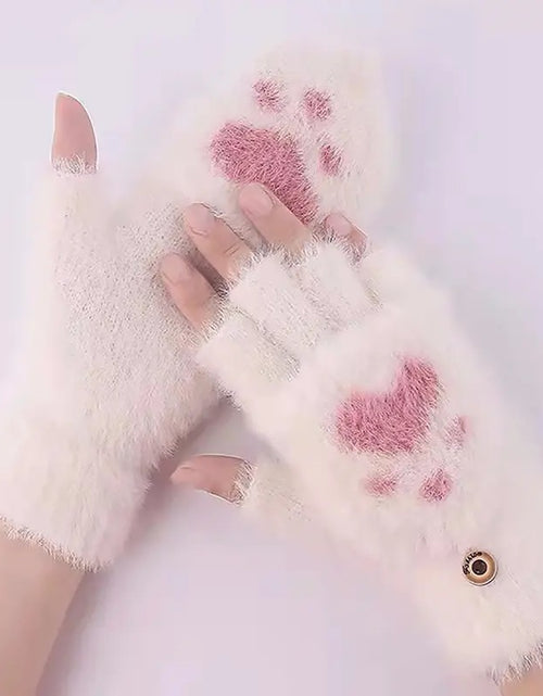 Charger l'image dans la visionneuse de galerie, Gants d'hiver tricotés patte de chat
