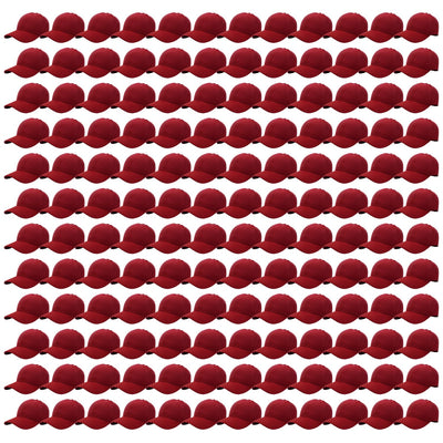 Falari 144 Pack Unisex Baseball Cap Bulk Wholesale Plain Blank Hat Adjustable Size Burgundy