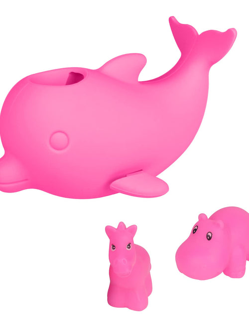 Cargar imagen en el visor de la galería, Bath Spout Cover - Faucet Cover Baby - Tub Spout Cover Bathtub Faucet Cover for Kids -Tub Faucet Protector for Baby - Silicone Spout Cover Pink Dolpine - Kids Bathroom Accessories - Free Bathtub Toys
