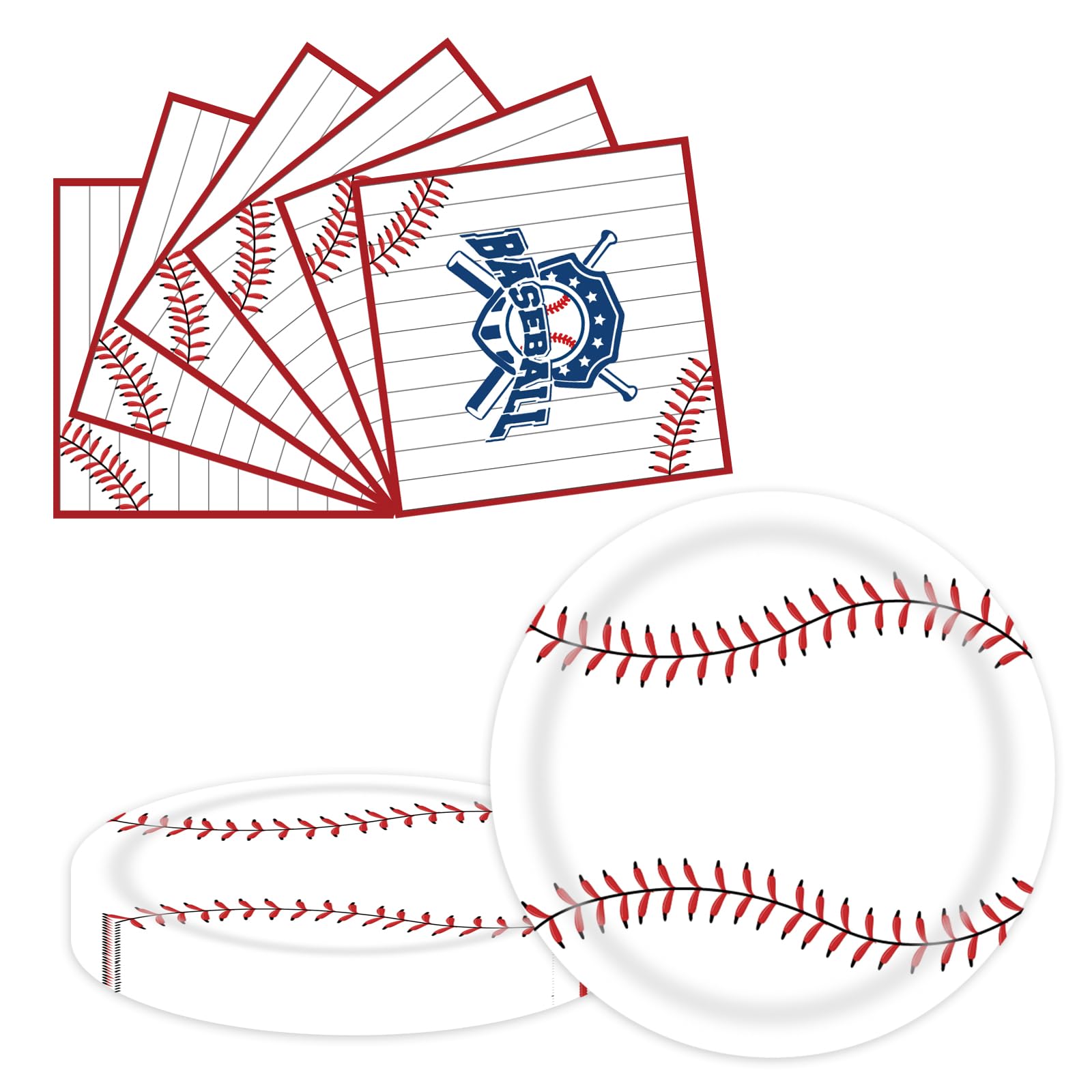 EVYIENEN 50 Platos y Servilletas de Béisbol Artículos para FiestasDecoraciones de fiesta de cumpleaños de béisbol Decoraciones de fiesta deportiva para cumpleaños Platos Artículos de fiesta de béisbol - Sirve 25