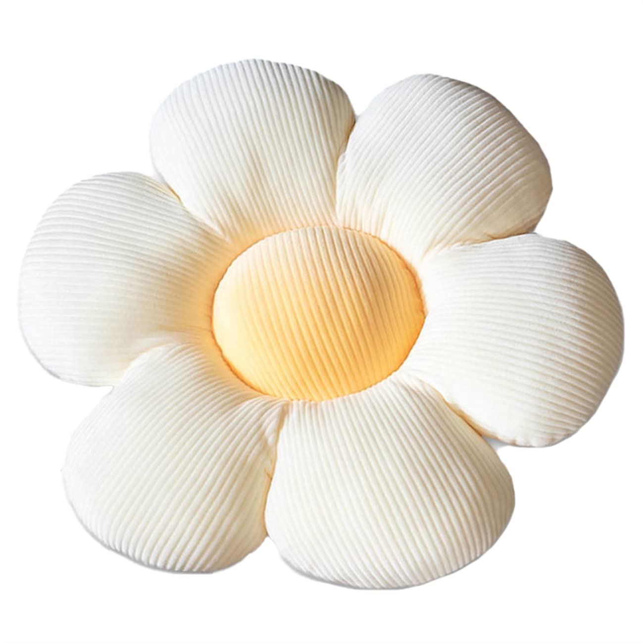 Almohada con forma de flor WYIKE, cojín de flores, almohada de lectura y cojín cómodo y de ocio, cojín de coche (Beige/Amarillo 40cm*40cm)