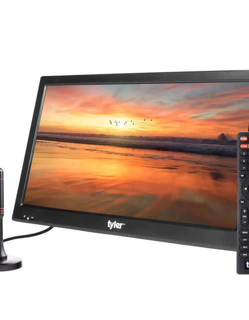 Load image into Gallery viewer, Tyler 16" Portable TV LCD Monitor Battery Powered Wireless Capability HD-TV HDMI USB RCA AC/DC FM Radio Car Charger Remote Control Built in Stand Small Mini for Car &amp; Traveling
