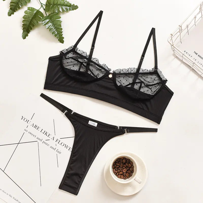Lace Trim Lingerie with Straps for Women