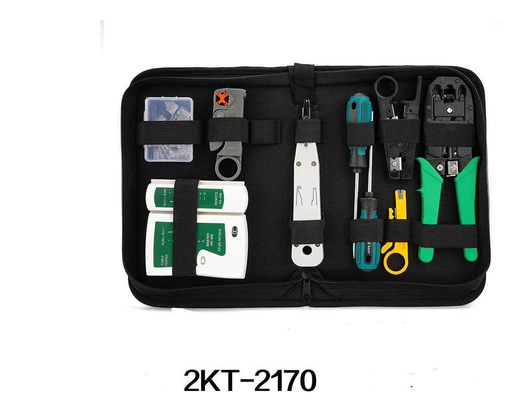 Kit d'outils pour réseau domestique avec pince à sertir et testeur