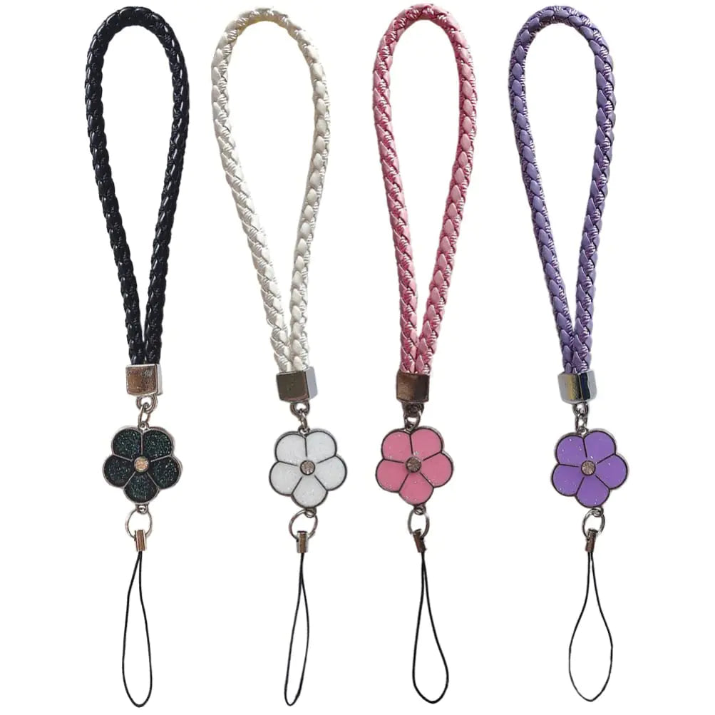 TENDYCOCO 4 Piezas Colgante para Móvil Cordón para Teléfono Correa de Muñeca para Mujeres Niñas Dijes para Teléfono Llavero Flor Dijes para Teléfono Correa de Muñeca para Funda de Teléfono