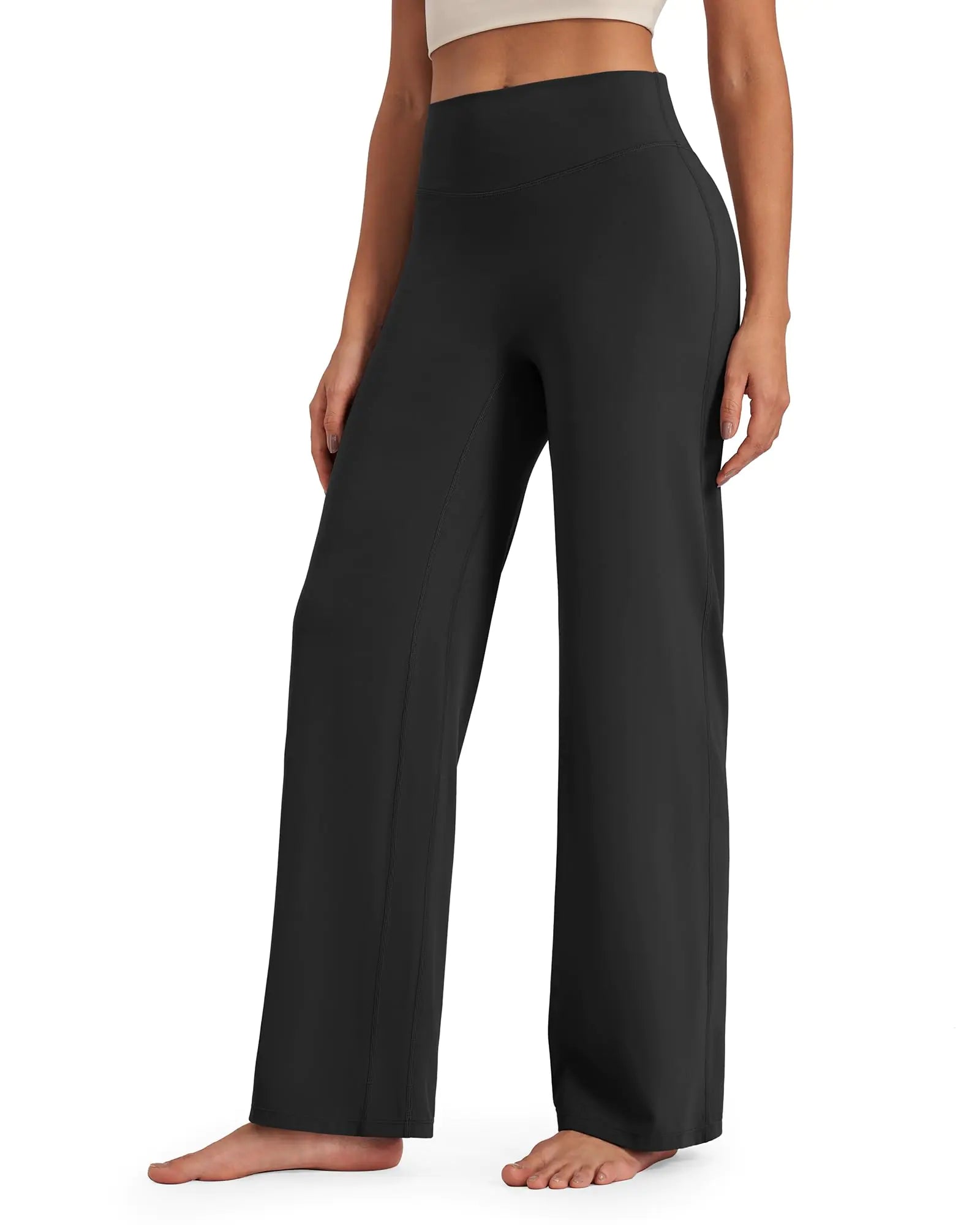 G4Free Pantalones de pierna ancha para mujer, negros, de yoga para mujer, de cintura alta, informales, de descanso, deportivos, de trabajo, pantalones de vestir, pantalones de entrenamiento (Negro XL 29")