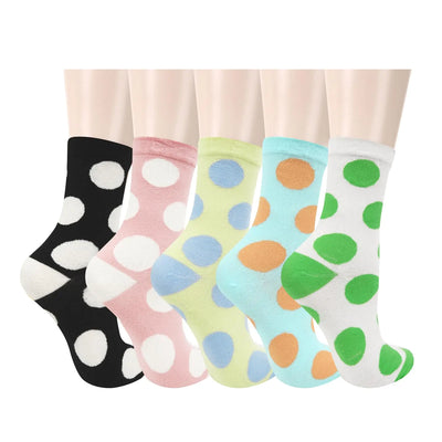 Benefeet Sox Chaussettes mimi pour femmes et filles Chaussettes amusantes à motif pois Chaussettes fantaisie en coton Chaussettes habillées colorées Chaussettes athlétiques décontractées Chaussettes hautes à la cheville Paquet de 5