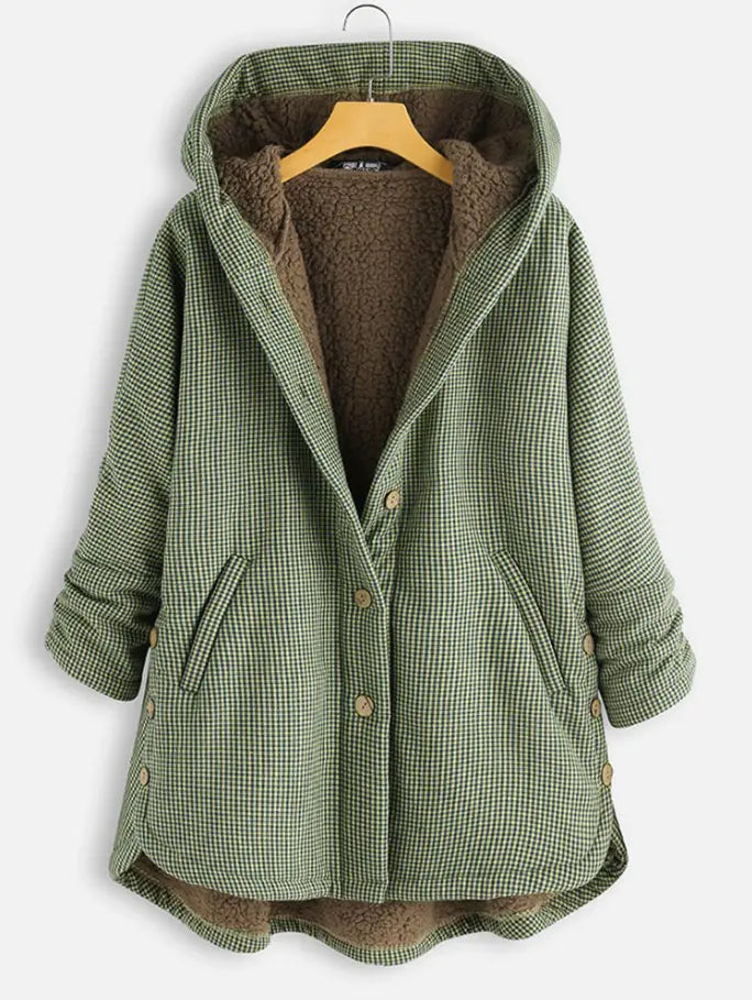Veste à capuche unie et veste à carreaux