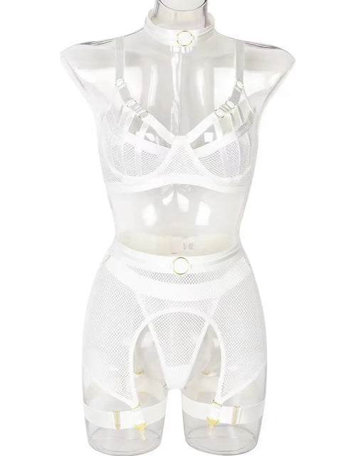 Load image into Gallery viewer, Fashionable Hollow Lace Lingerie Set with Metal Accents
