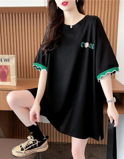 Load image into Gallery viewer, Patchwork Print Oversized Women&#39;s Casual T-Shirts
